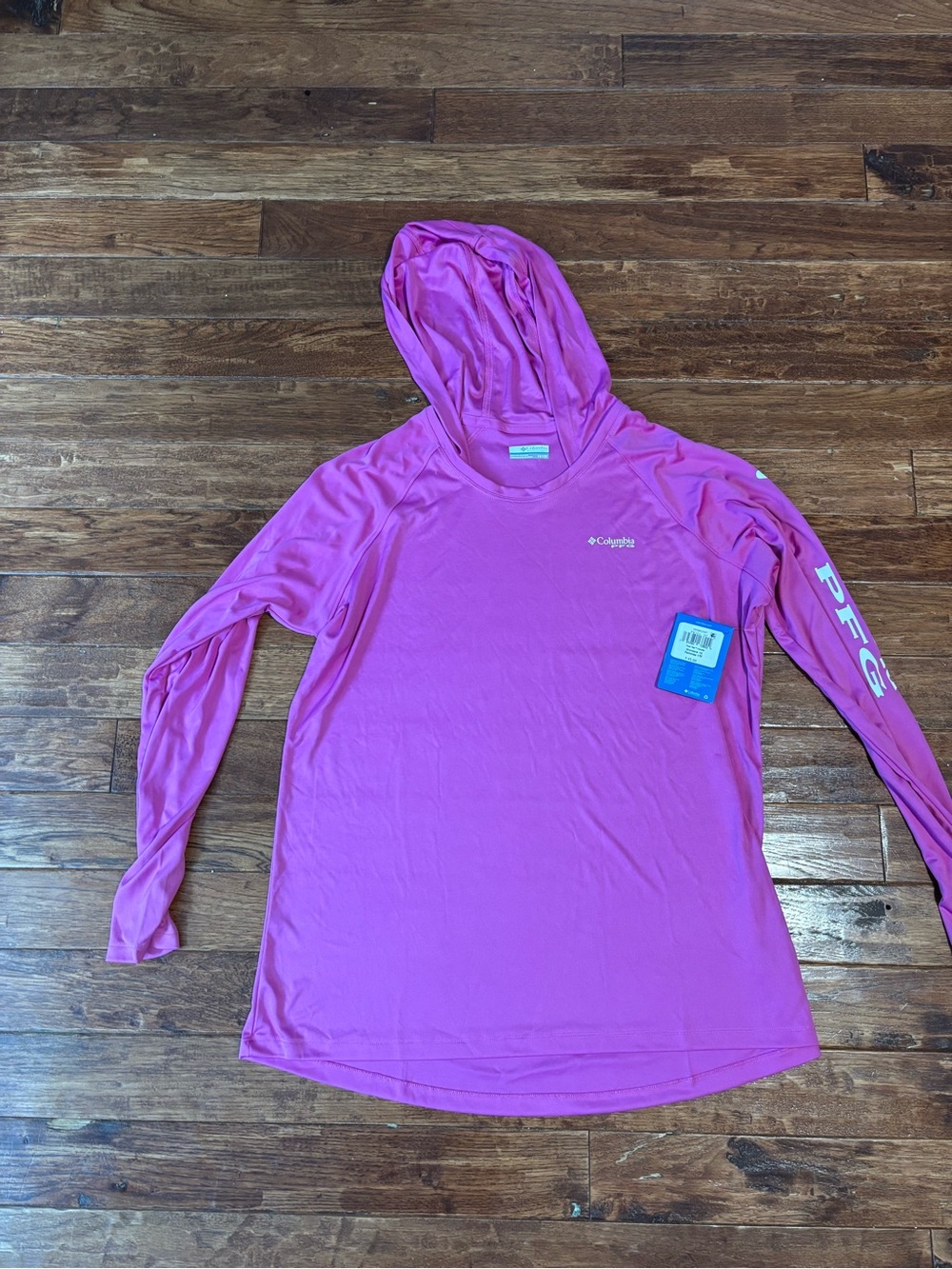Columbia 1X Women’s Sun Shirt Hoodie Long Sleeve UPF 50 Magenta Pink Tidal Tee